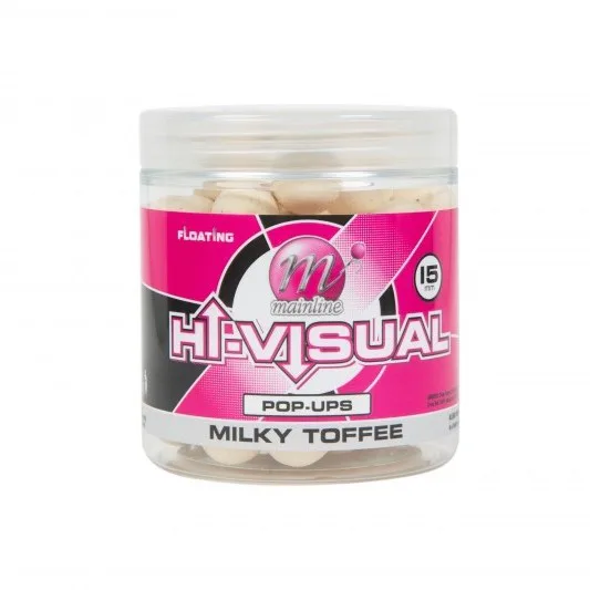 Mainline Plovoucí boilie Hi-Visual Pop-ups - Milky Toffee 15mm, 250ml