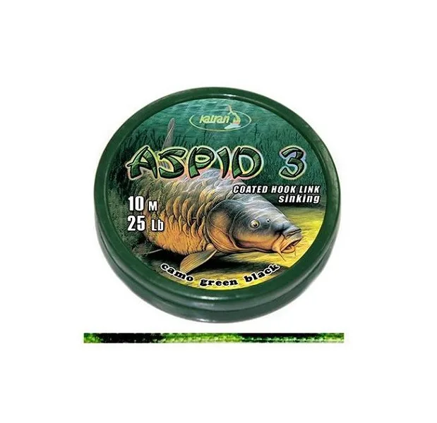 Katran Ztužená návazcová šnůra Aspid 3 25lb, 10m - camo green black