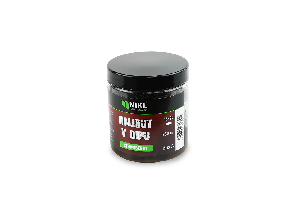 Nikl Black halibut pelety v dipu Strawberry 15+20mm, 250ml