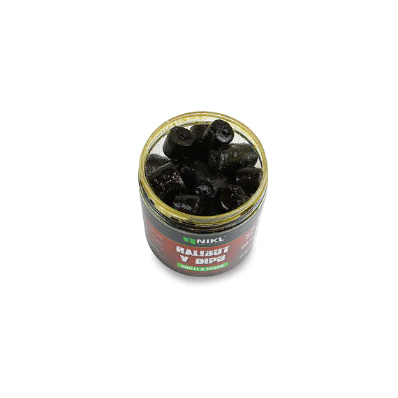 Nikl Black halibut pelety v dipu Chilli & Peach 15+20mm, 250ml