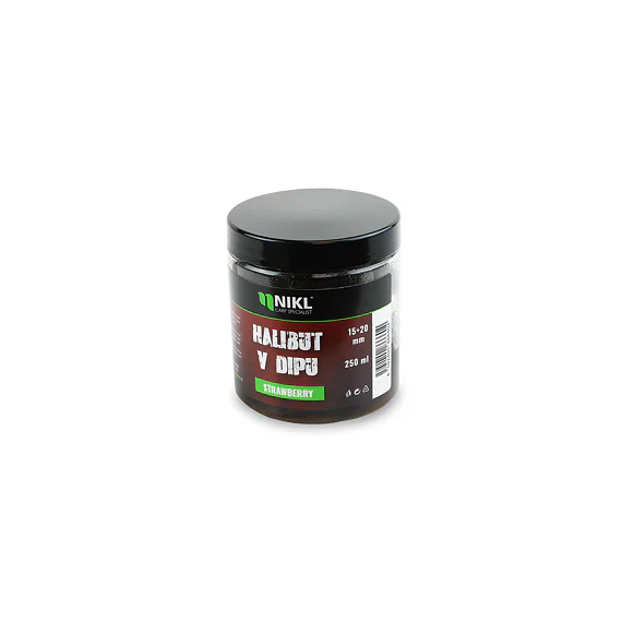 Nikl Black halibut pelety v dipu Strawberry 15+20mm, 250ml
